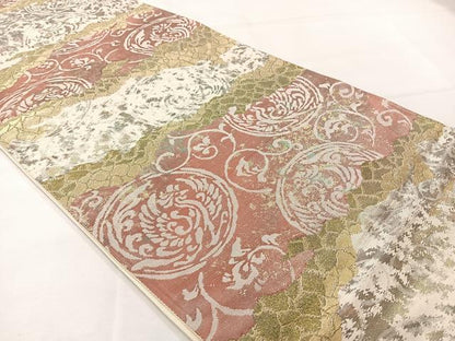 平和屋着物◎六通柄袋帯 鳳凰唐草文 金糸 正絹 逸品 AABH2427uk