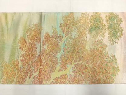 平和屋着物◎太鼓柄袋帯　枝葉文　金糸　正絹　逸品　AABH2433uk