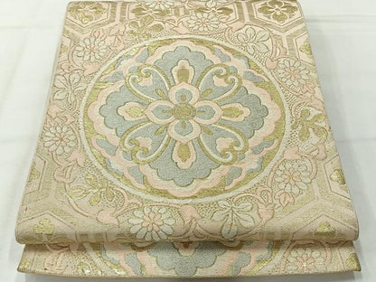 平和屋着物◎丸帯　唐織　正倉院花文　金銀糸　正絹　逸品　AABH2434uk