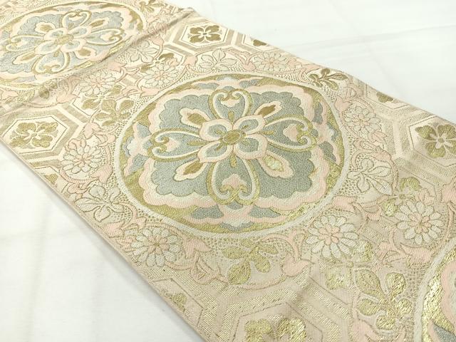 平和屋着物◎丸帯　唐織　正倉院花文　金銀糸　正絹　逸品　AABH2434uk