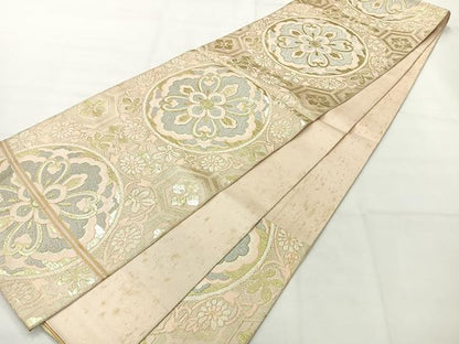 平和屋着物◎丸帯　唐織　正倉院花文　金銀糸　正絹　逸品　AABH2434uk
