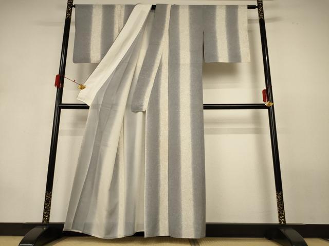 平和屋着物＊夏物　小紋　絽　墨流し間道　正絹　逸品　AABH2441jd