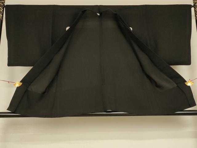 平和屋着物＊夏物 男性 黒紋付 羽織セット 絽 正絹 逸品 AABH2442jd