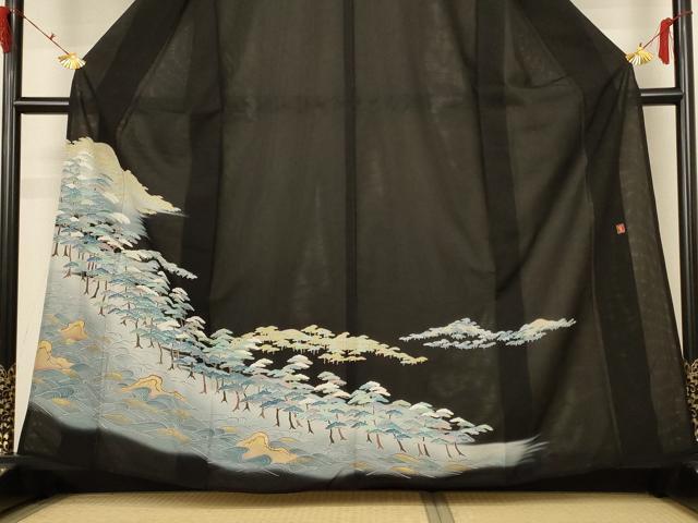 平和屋着物＊夏物 黒留袖 絽 作家物 風景文 金彩 高島屋扱い 正絹 逸品 AABH2447jd