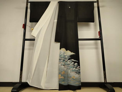 平和屋着物＊夏物 黒留袖 絽 作家物 風景文 金彩 高島屋扱い 正絹 逸品 AABH2447jd