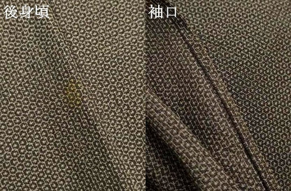 平和屋着物＊夏物 本塩沢 夏塩沢 100亀甲 麻の葉間道 正絹 逸品 AABH2449jd