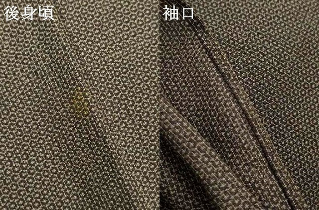 平和屋着物＊夏物 本塩沢 夏塩沢 100亀甲 麻の葉間道 正絹 逸品 AABH2449jd
