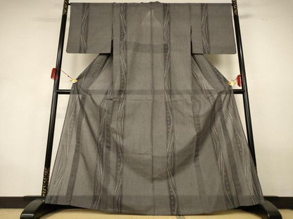 平和屋着物＊夏物 本塩沢 夏塩沢 100亀甲 麻の葉間道 正絹 逸品 AABH2449jd