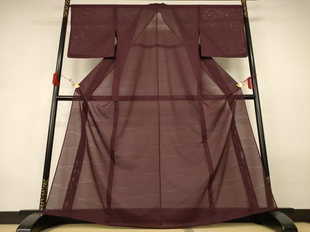 平和屋着物＊夏物 色無地 絽 芝紋紗 黒鳶色 正絹 逸品 未使用 AABH2450jd