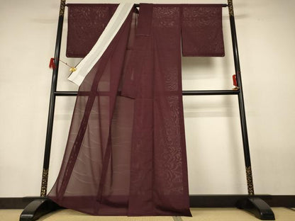 平和屋着物＊夏物 色無地 絽 芝紋紗 黒鳶色 正絹 逸品 未使用 AABH2450jd