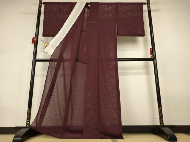 平和屋着物＊夏物 色無地 絽 芝紋紗 黒鳶色 正絹 逸品 未使用 AABH2450jd