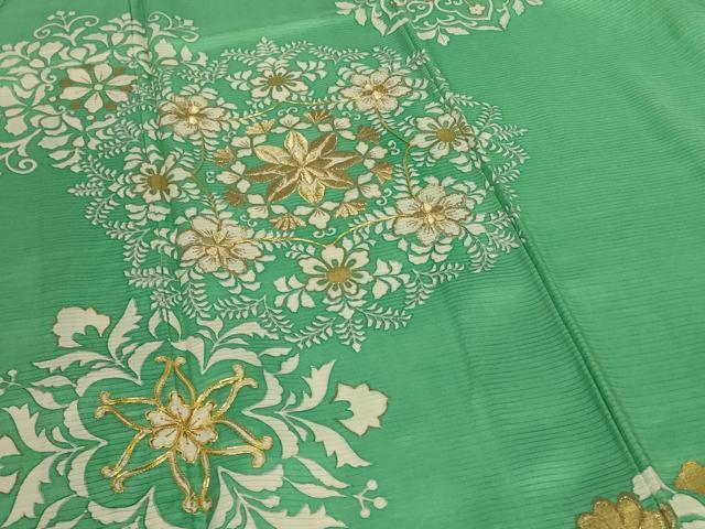 平和屋着物＊夏物 色留袖 絽 駒刺繍 宝相華 金彩 正絹 逸品 AABH2455jd