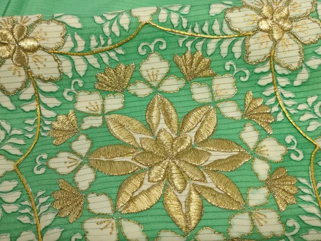 平和屋着物＊夏物 色留袖 絽 駒刺繍 宝相華 金彩 正絹 逸品 AABH2455jd