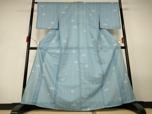 平和屋着物＊夏物 小紋 絽 飾花文 洗える着物 AABH2456jd