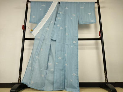 平和屋着物＊夏物 小紋 絽 飾花文 洗える着物 AABH2456jd