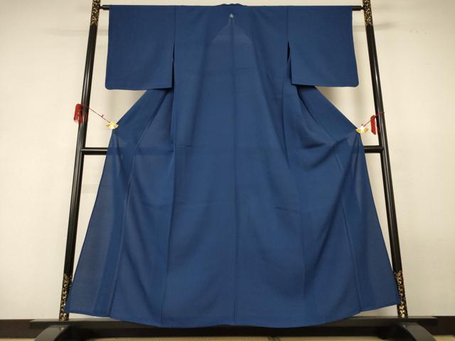 平和屋着物＊夏物 色無地 絽 青藍色 正絹 逸品 AABH2458jd