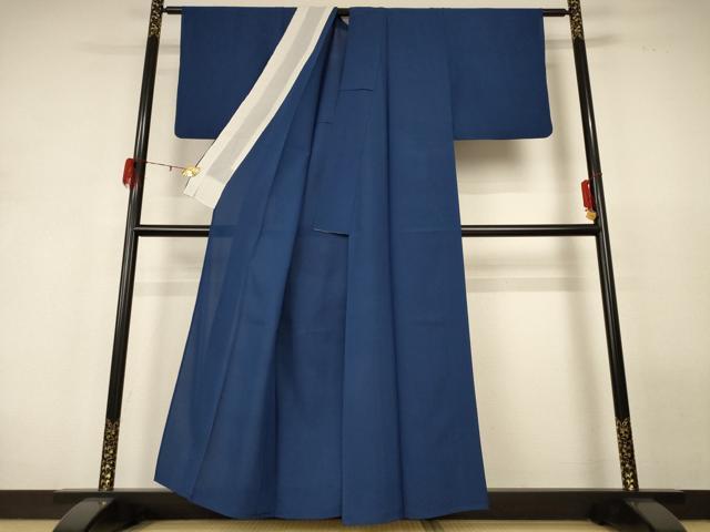 平和屋着物＊夏物 色無地 絽 青藍色 正絹 逸品 AABH2458jd