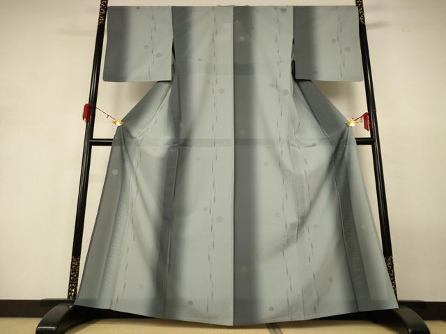 平和屋着物＊夏物 小紋 紗 丸文 暈し染め 正絹 逸品 AABH2463jd