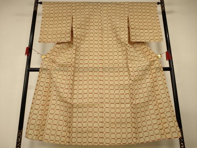 平和屋着物＊夏物 小紋 紗 ちぢみ織 丸文 正絹 逸品 AABH2465jd