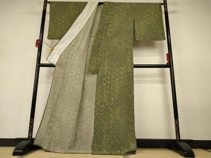 平和屋着物＊夏物 小紋 絽 更紗花文 正絹 逸品 AABH2469jd