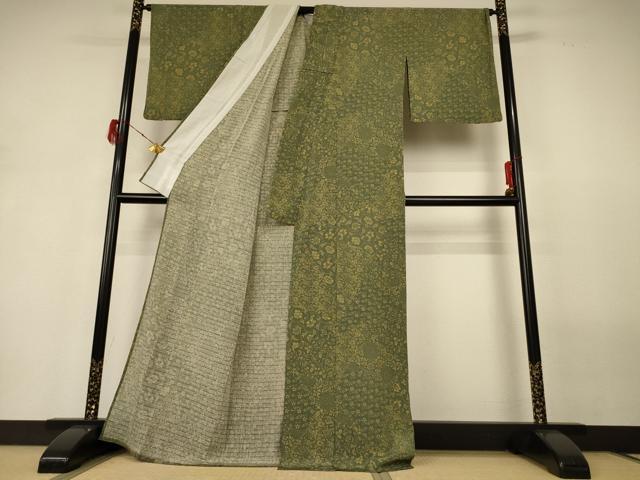 平和屋着物＊夏物 小紋 絽 更紗花文 正絹 逸品 AABH2469jd