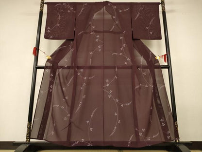 平和屋着物＊夏物 小紋 絽 手描き 草花文 正絹 逸品 AABH2470jd