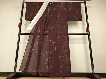 平和屋着物＊夏物 小紋 絽 手描き 草花文 正絹 逸品 AABH2470jd