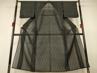 平和屋着物＊夏物 小紋 紗 幾何学文様 正絹 逸品 AABH2477jd