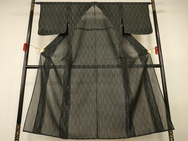 平和屋着物＊夏物 小紋 紗 幾何学文様 正絹 逸品 AABH2477jd