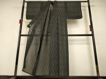 平和屋着物＊夏物 小紋 紗 幾何学文様 正絹 逸品 AABH2477jd