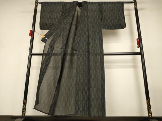 平和屋着物＊夏物 小紋 紗 幾何学文様 正絹 逸品 AABH2477jd