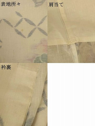 平和屋着物＊夏物 小紋 紗 草花文 洗える着物 AABH2492jd