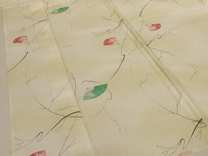 平和屋着物＊夏物 小紋 絽 扇子花文 暈し染め 洗える着物 AABH2498jd