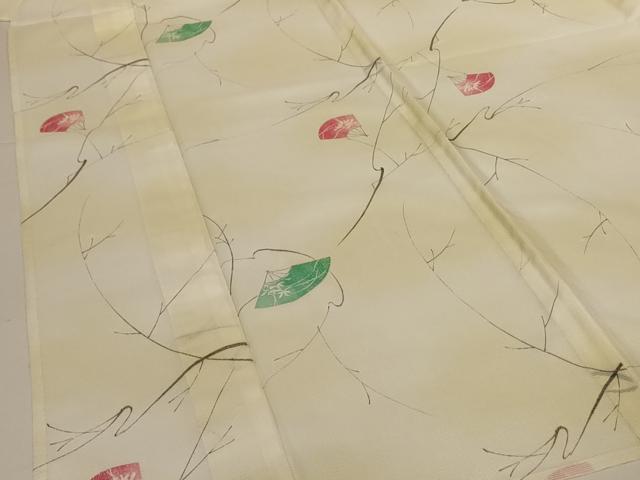 平和屋着物＊夏物 小紋 絽 扇子花文 暈し染め 洗える着物 AABH2498jd