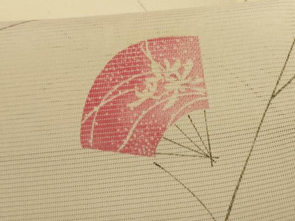 平和屋着物＊夏物 小紋 絽 扇子花文 暈し染め 洗える着物 AABH2498jd