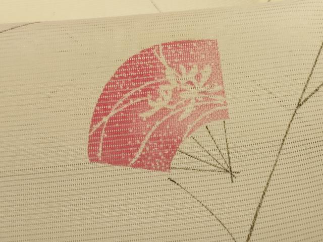 平和屋着物＊夏物 小紋 絽 扇子花文 暈し染め 洗える着物 AABH2498jd