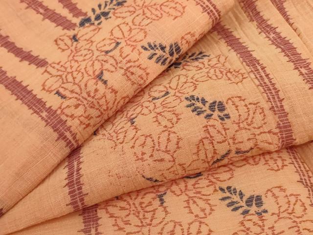 平和屋着物＊夏物 小千谷ちぢみ 立涌花文 麻 逸品 AABH2499jd