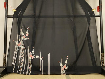 平和屋着物＊夏物 訪問着 絽 草花文 銀彩 正絹 逸品 AABH2501jd