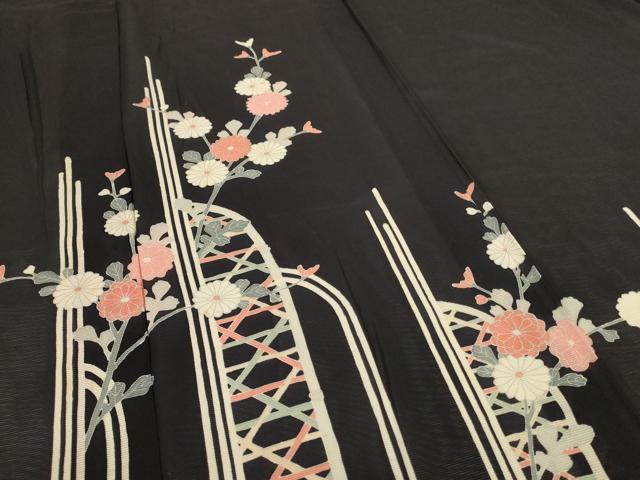 平和屋着物＊夏物 訪問着 絽 草花文 銀彩 正絹 逸品 AABH2501jd