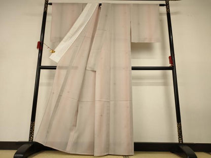 平和屋着物＊夏物　小紋　縦絽　丸文　正絹　逸品　AABH2515jd