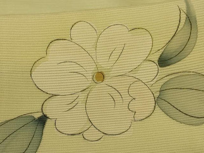 平和屋着物＊夏物 小紋 絽 手描き 草花文 正絹 逸品 AABH2516jd