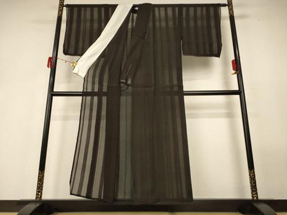 平和屋着物＊夏物 小紋 紗 縞 正絹 逸品 未使用 AABH2517jd