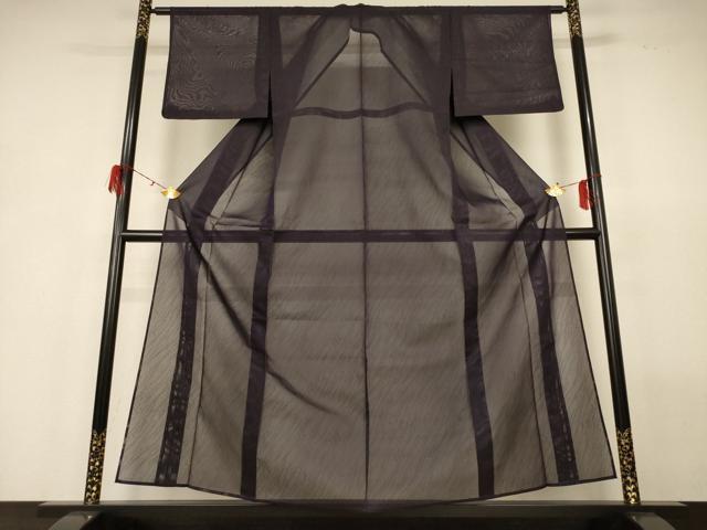 平和屋着物＊夏物 色無地 流水紋紗 黒紅色 正絹 逸品 AABH2518jd