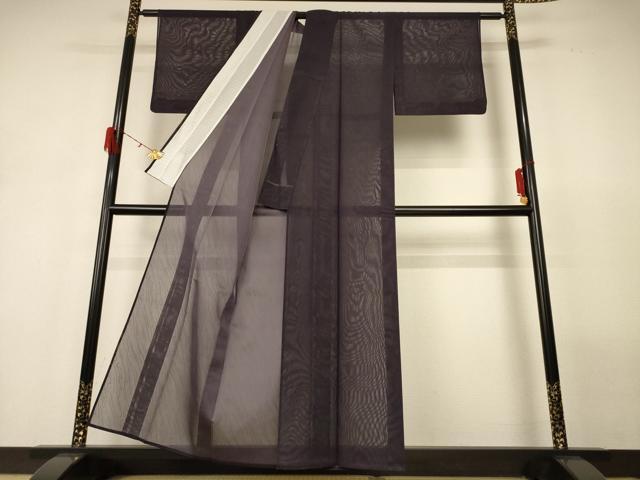 平和屋着物＊夏物 色無地 流水紋紗 黒紅色 正絹 逸品 AABH2518jd