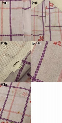 平和屋着物＊夏物　小紋　紗　舞桜文　洗える着物　AABH2526jd