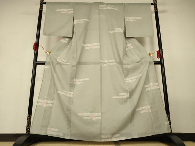 平和屋着物＊夏物 小紋 絽 霞花文 正絹 逸品 AABH2529jd