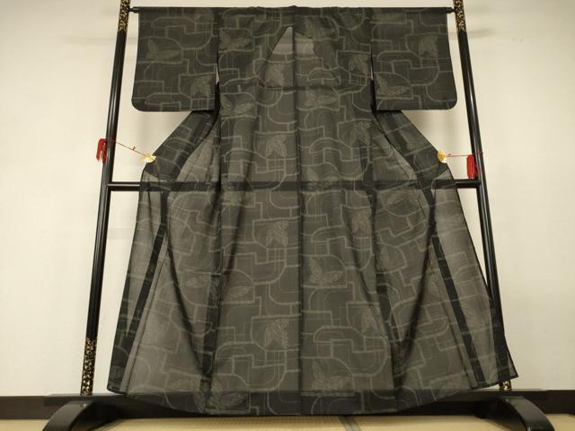 平和屋着物＊夏物 小紋 紗 舞蝶文 洗える着物 AABH2532jd