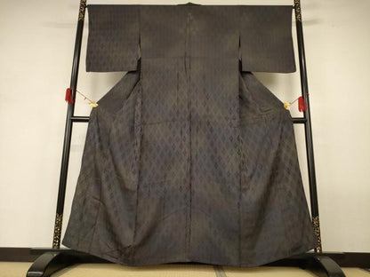 平和屋着物＊夏物 小紋 紗 アーガイル 暈し染め 正絹 逸品 AABH2536jd