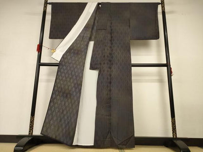 平和屋着物＊夏物 小紋 紗 アーガイル 暈し染め 正絹 逸品 AABH2536jd