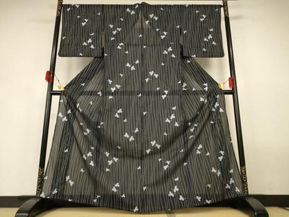 平和屋着物＊夏物 小紋 絽 舞蝶文 洗える着物 AABH2539jd